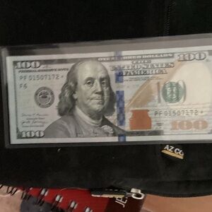 $100  Star note , Clear ID Window Insert